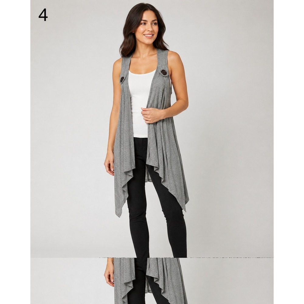 Torrid Cardigan Vest Womens 2 18/20 2X Gray Rayon Open Front Button Detail